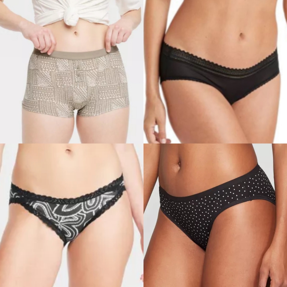 Set of Four Women's Underwear in Black and Tan